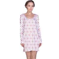 Pattern Christmas Pattern Red Stars Long Sleeve Nightdress by Sapixe