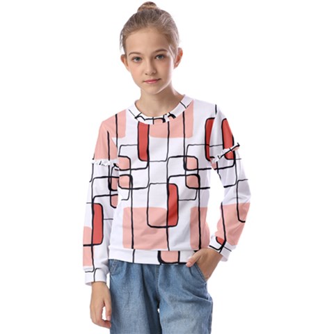 Abstract Seamless Pattern Art Kids  Long Sleeve Tee With Frill  by Sapixe