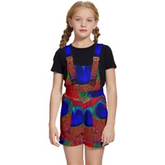 Peacock Plumage Fearher Bird Pattern Kids  Short Overalls by Sapixe