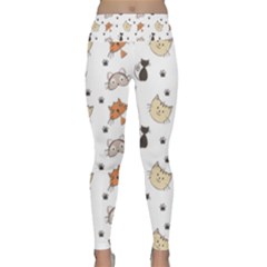 Cat Kitten Design Pattern Lightweight Velour Classic Yoga Leggings by Sapixe