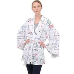 Math Formula Pattern Long Sleeve Velvet Kimono  by Sapixe