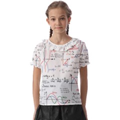 Math Formula Pattern Kids  Frill Chiffon Blouse by Sapixe