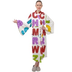 Vectors Alphabet Eyes Letters Funny Maxi Velour Kimono by Sapixe