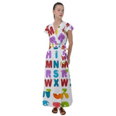 Vectors Alphabet Eyes Letters Funny Flutter Sleeve Maxi Dress by Sapixe