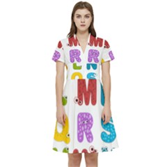 Vectors Alphabet Eyes Letters Funny Short Sleeve Waist Detail Dress by Sapixe