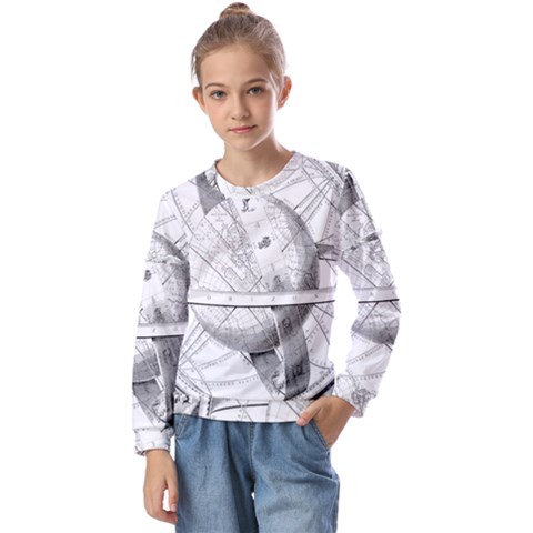 Constellations Celestial Moon Earth Kids  Long Sleeve Tee With Frill  by Sapixe