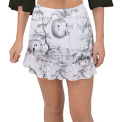 Vectors Fantasy Fairy Tale Sketch Fishtail Mini Chiffon Skirt by Sapixe