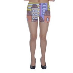 Houses City Architecture Building Skinny Shorts by Sapixe