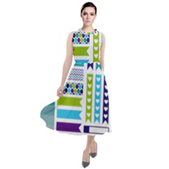 Peacock Pattern Round Neck Boho Dress by Sapixe