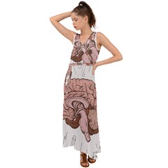 Cerebrum Human Structure Cartoon Human Brain V-neck Chiffon Maxi Dress by Sapixe