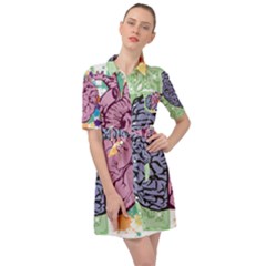 Brain Heart Balance Belted Shirt Dress by Sapixe