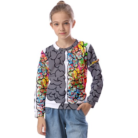 Brain Mind Psychology Idea Hearts Kids  Long Sleeve Tee With Frill  by Sapixe