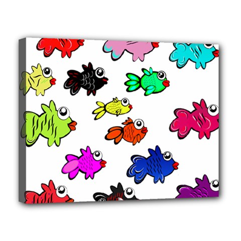 Fish Fishes Marine Life Swimming Water Canvas 14  X 11  (stretched) by Sapixe