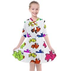 Fish Fishes Marine Life Swimming Water Kids  All Frills Chiffon Dress by Sapixe