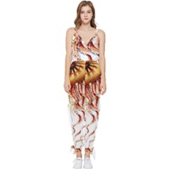 Animal Art Forms In Nature Jellyfish Sleeveless Tie Ankle Chiffon Jumpsuit by Sapixe