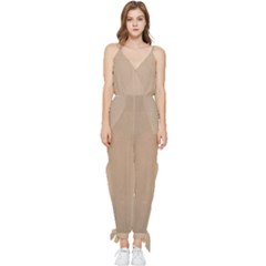 Background-mocca Sleeveless Tie Ankle Chiffon Jumpsuit by nateshop