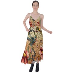 Flower Cubism Mosaic Vintage Tie Back Maxi Dress by Sapixe