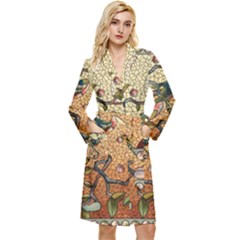 Flower Cubism Mosaic Vintage Long Sleeve Velour Robe by Sapixe