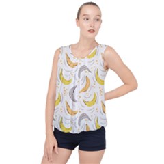 Seamless Stylish Pattern-with-fresh-yellow-bananas-background Bubble Hem Chiffon Tank Top by Wegoenart