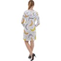 Seamless stylish pattern-with-fresh-yellow-bananas-background Long Sleeve Hoodie Dress View2