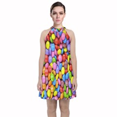 Candy Velvet Halter Neckline Dress  by nateshop