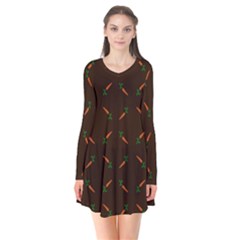 Carrots Long Sleeve V-neck Flare Dress by nateshop