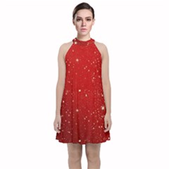 Background-star-red Velvet Halter Neckline Dress  by nateshop