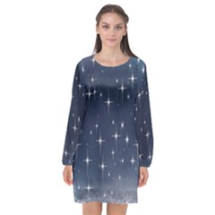 Background-star Long Sleeve Chiffon Shift Dress  by nateshop