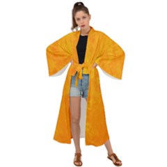 Background-yellow Maxi Kimono by nateshop