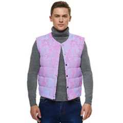  Texture Pink Light Blue Men s Short Button Up Puffer Vest	 by artworkshop