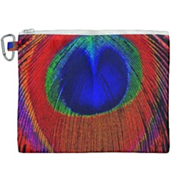 Red Peacock Plumage Fearher Bird Pattern Canvas Cosmetic Bag (xxxl) by Wegoenart