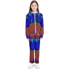 Red Peacock Plumage Fearher Bird Pattern Kids  Tracksuit by Wegoenart