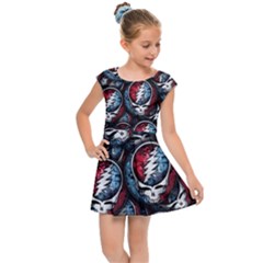 Grateful Dead Pattern Kids  Cap Sleeve Dress by Jancukart