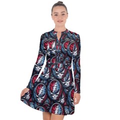 Grateful Dead Pattern Long Sleeve Panel Dress by Jancukart