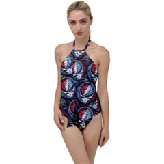 Grateful Dead Pattern Go With The Flow One Piece Swimsuit by Jancukart