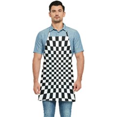 Illusion Checkerboard Black And White Pattern Kitchen Apron by Zezheshop