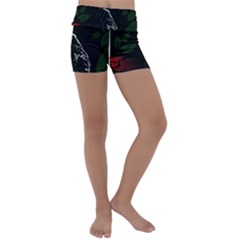 Nature Night Foliage Mountains Kids  Lightweight Velour Yoga Shorts by Amaryn4rt