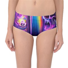 Purple Drawing Digital Art Mid-waist Bikini Bottoms by Amaryn4rt