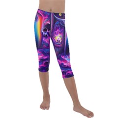 Purple Drawing Digital Art Kids  Lightweight Velour Capri Leggings  by Amaryn4rt