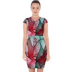 Abstract Pattern Art Colorful Capsleeve Drawstring Dress  by Amaryn4rt