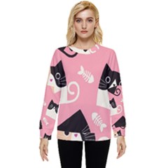 Cat Pattern Backgroundpet Hidden Pocket Sweatshirt by Amaryn4rt