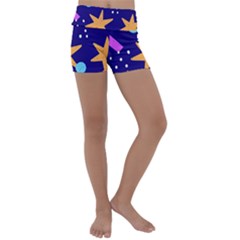 Star Abstract Pattern Wallpaper Kids  Lightweight Velour Yoga Shorts by Amaryn4rt