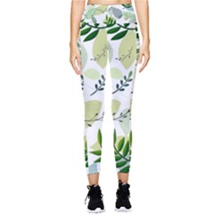 Leaves Foliage Pattern Abstract Pocket Leggings  by Amaryn4rt