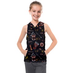 Coffee Watercolor Background Kids  Sleeveless Hoodie by Amaryn4rt