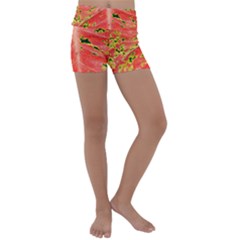 Aglonema Leaf Plant Pattern Flora Kids  Lightweight Velour Yoga Shorts by Amaryn4rt