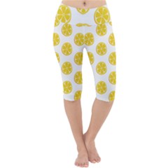 Fruit Food Juicy Organic Yellow Lightweight Velour Cropped Yoga Leggings by Wegoenart