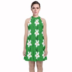 Flowers Art Pattern Floral Velvet Halter Neckline Dress  by artworkshop