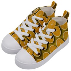 Orange Slices Cross Sections Pattern Kids  Mid-top Canvas Sneakers by artworkshop