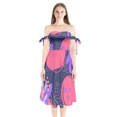 Illustration Abstract Background Shape Shoulder Tie Bardot Midi Dress by Wegoenart