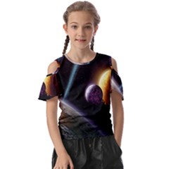 Planets In Space Kids  Butterfly Cutout Tee by Sapixe